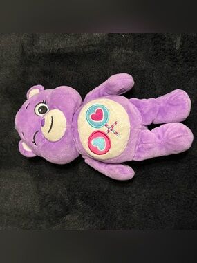 2020 Basic Fun Care Bears Share Bear Plush Purple Bear Hearts Stuffed Animal